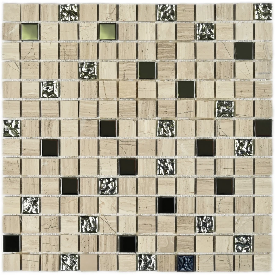 Мозаика Bonaparte Каменная мозаика Costa Rica 20х20 металлизированная бежевая 30,5х30,5 см