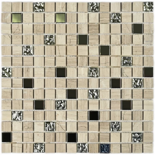 Мозаика Bonaparte Каменная мозаика Costa Rica 20х20 металлизированная бежевая 30,5х30,5 см