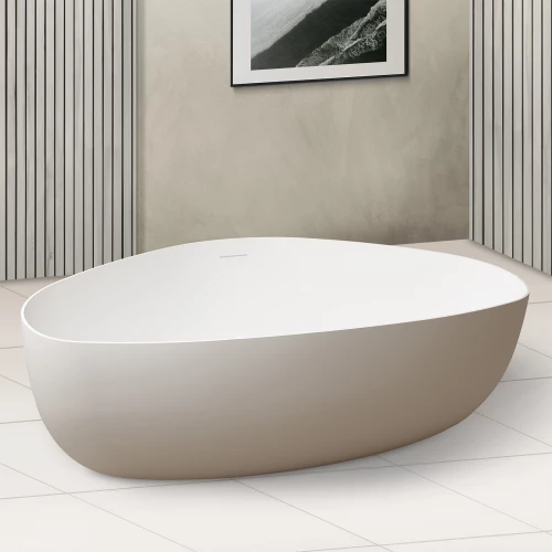 Ванна из искусственного камня Abber Stein белая матовая AS9608 180x130 см