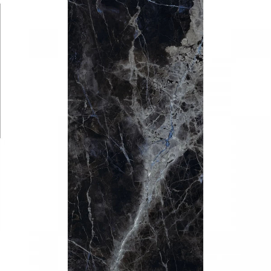 Керамогранит Planet Ceramics SLS75801C глянцевый черно-серый 150х75 см