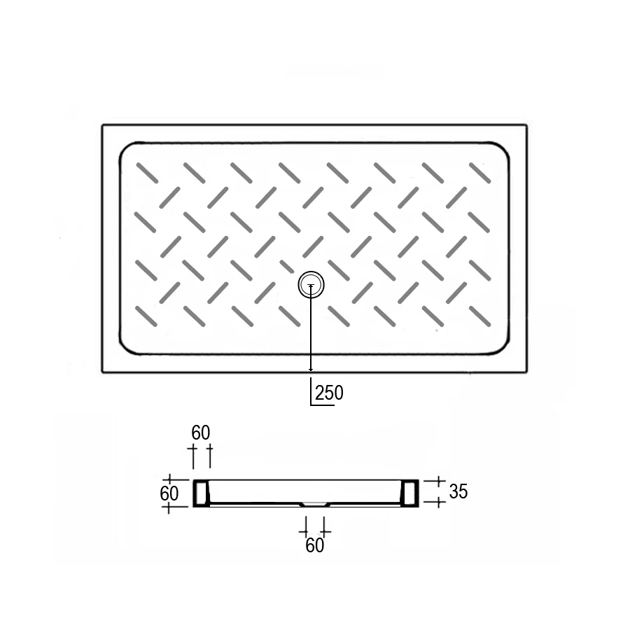 Душевой поддон прямоугольный керамический RGW CR 19170370-01 70х100 см