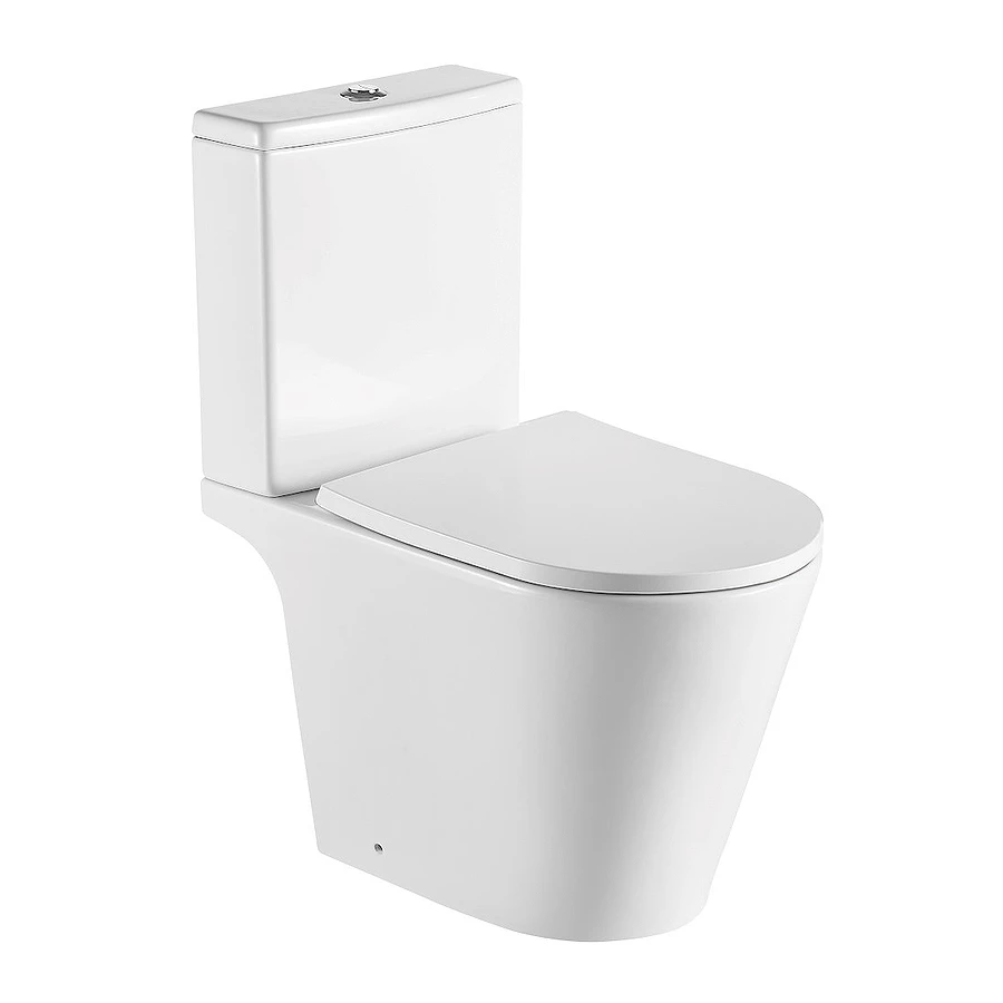 Унитаз напольный безободковый с бачком Aquatek Бетта горизонтальный выпуск тонкое сиденье с механизмом AQ1363BTC-00 64х36,5х79 см