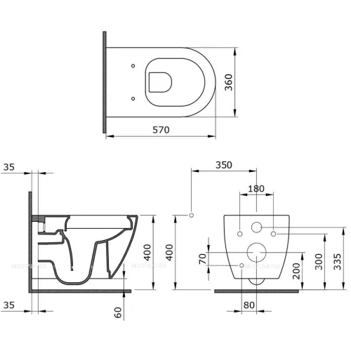 Унитаз подвесной безободковый Bocchi Venezia 1295-001-0129+A0330-001 A0333-001 с крышкой сиденьем микролифт белый