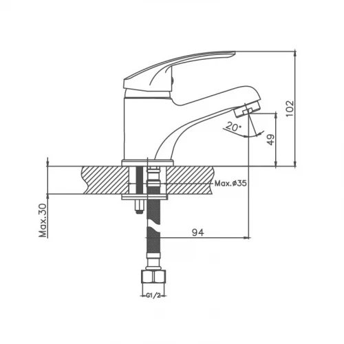 Смеситель Cron CN39 для раковины хром CN1039
