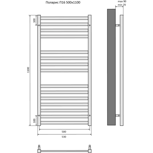 Полотенцесушитель водяной Aquatek Поларис П16 AQ KO1610BL 50х110 см