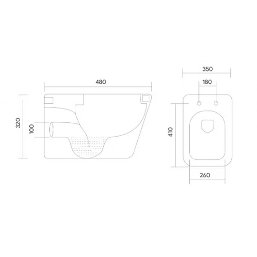 Унитаз подвесной безободковый Aquatek Дельта тонкое сиденье с механизмом плавного закрывания AQ1911-00 48х35х32 см