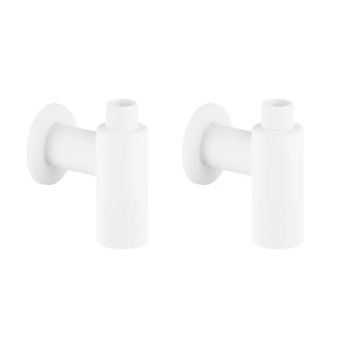 Латунные угловые кран-вентили для подключения смесителя Wellsee Drainage System 2 шт резьба 1/2x 3/8" с отражателями цвет матовый белый 182150001