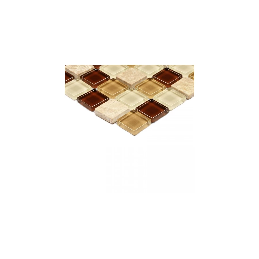 Мозаика Bonaparte Стеклянная с камнем Scarlett 15х15 глянцевая коричневая 30х30 см