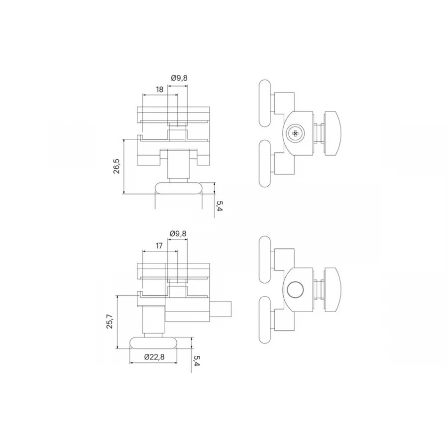 Ролики Iddis 2 верхних 2 нижних двойные D=23 мм хром стекло 4 мм 966D23C4DZ