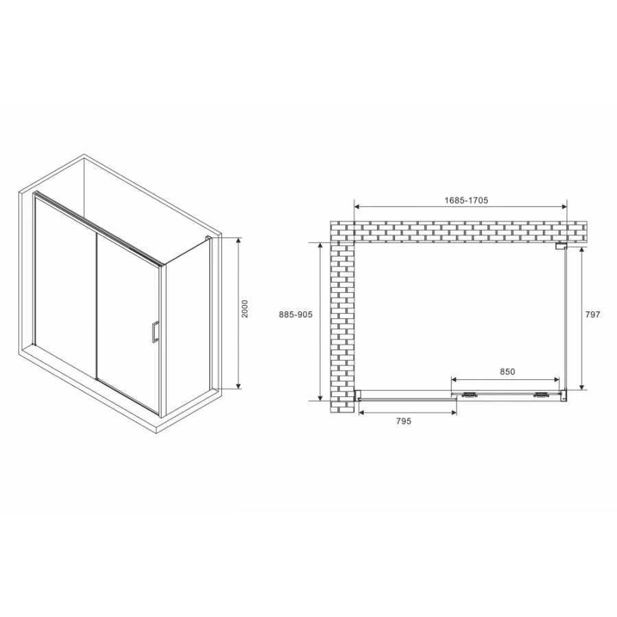 Душевой уголок Abber Komfort AG93170-S92 170х90 см