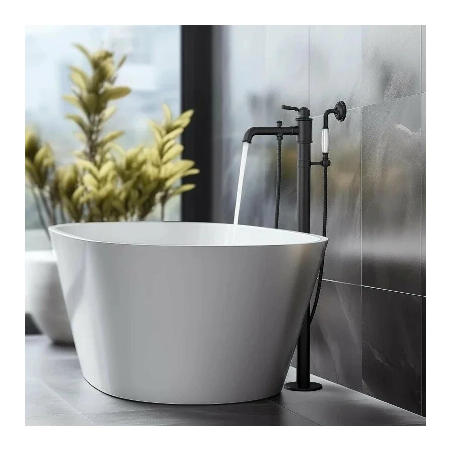 Смеситель Aquatek Классик для ванны напольный внешняя и скрытая часть матовый черный AQ1545MB