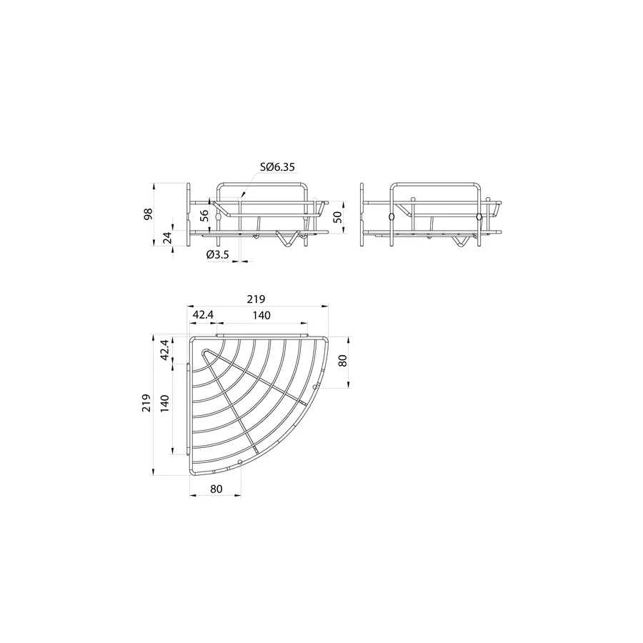 Полка Milardo Grid одноярусная угловая проволока стальная хром GRICC1CM44