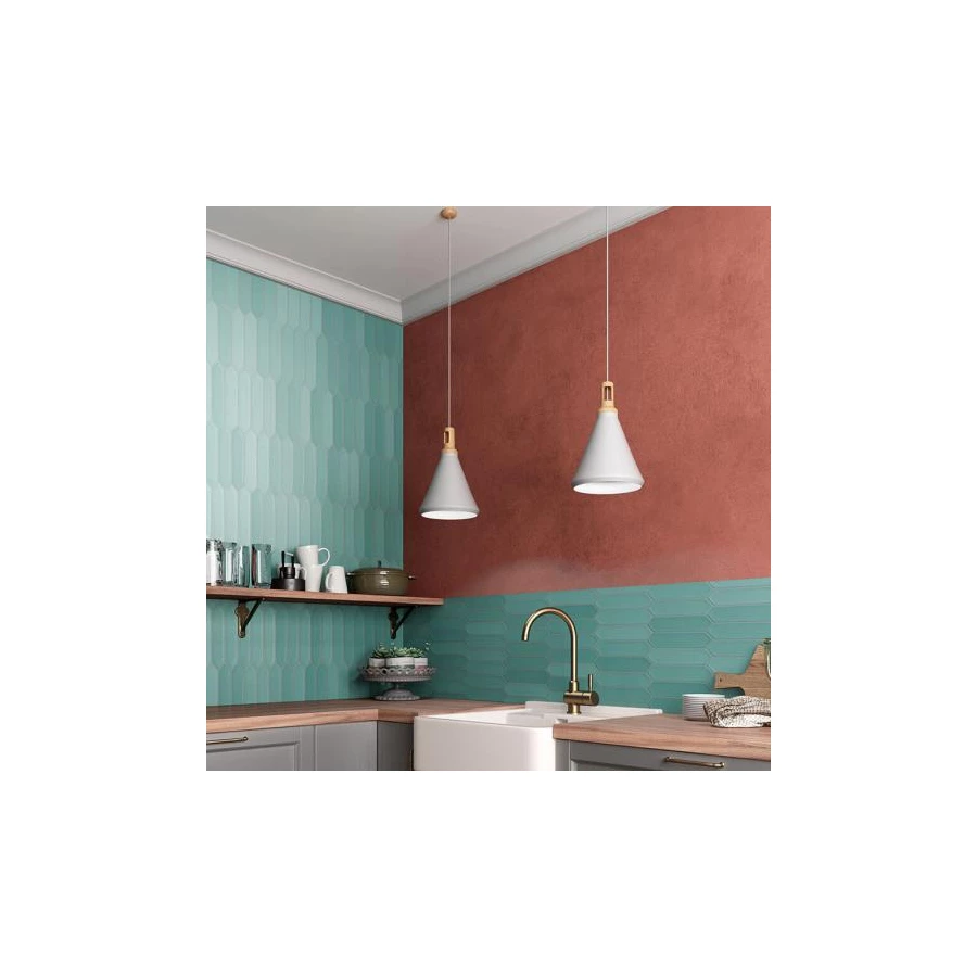 Плитка настенная Equipe Lanse Viridian 27485 глазурованный матовый бирюзовый 25*5 см