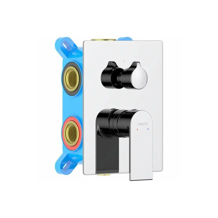 Смеситель Aquatek Лира для ванны 3 режима внешняя и скрытая часть хром AQ1447CR