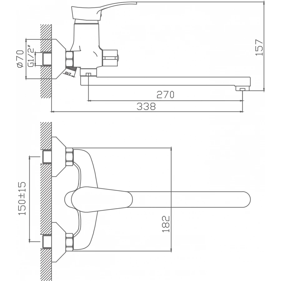Смеситель Cron для ванны хром CN2214