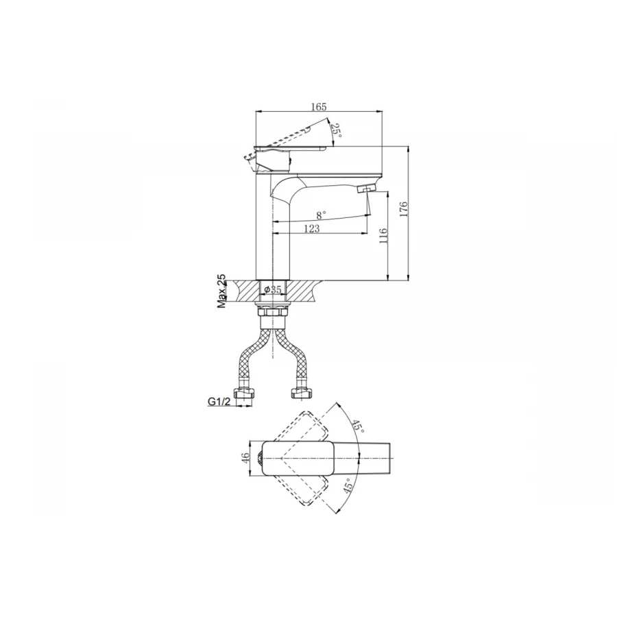 Смеситель одноручный для умывальника Rush Bruny BR4335-12