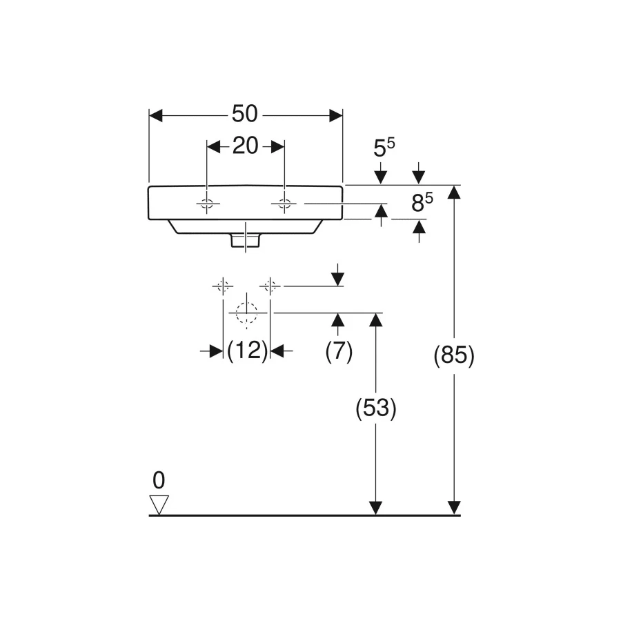 Раковина Geberit Smyle с отверстием под смеситель с отверстием перелива 500.256.01.1 50х41 см