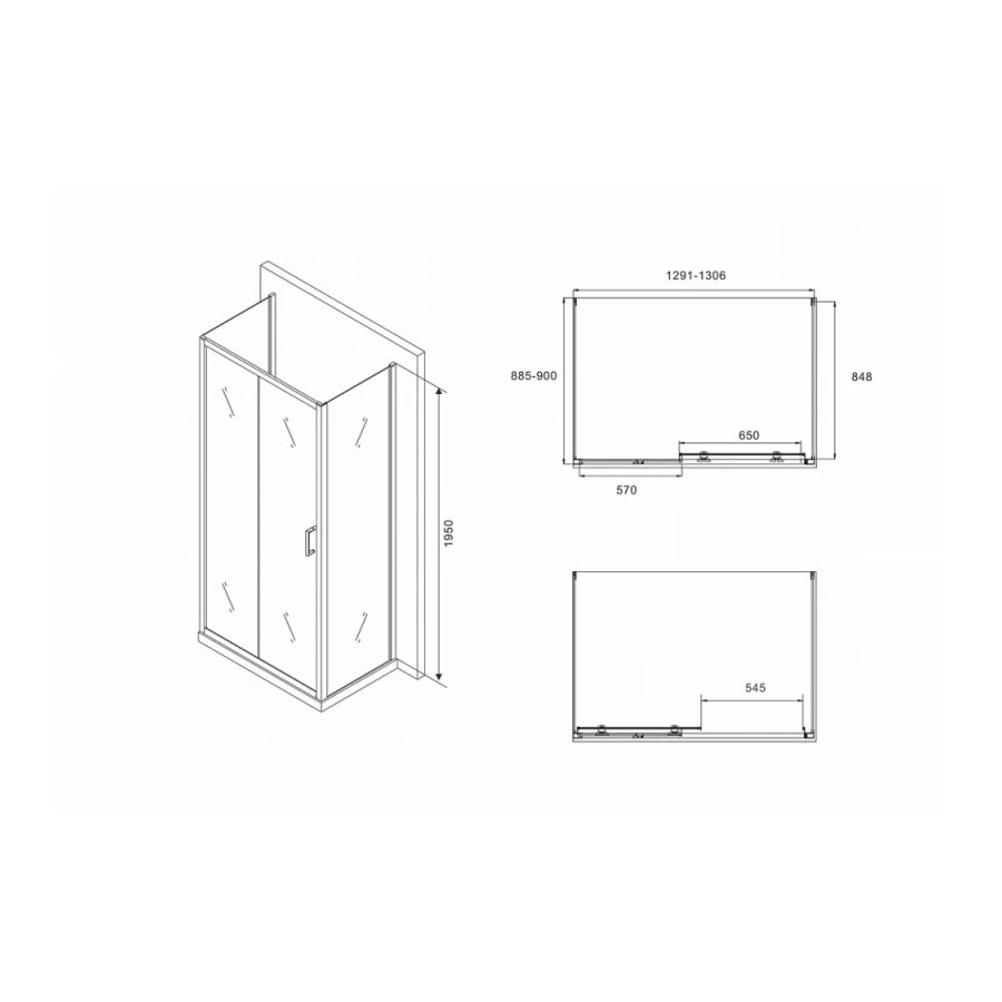 Душевой уголок Abber Schwarzer Diamant AG30130BH-S90B-S90B