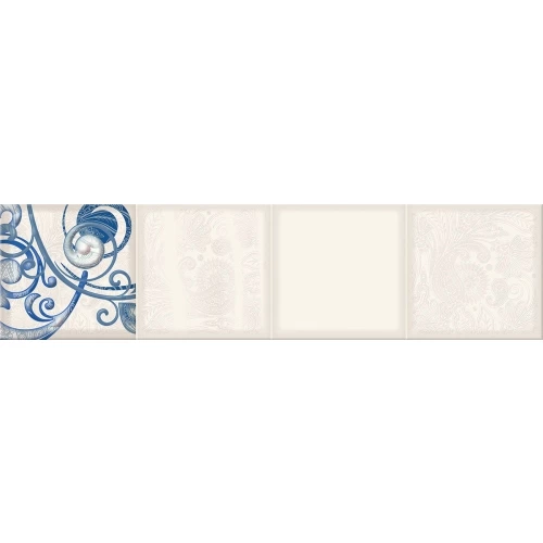 Плитка настенная Eletto Ceramica Faenza Cobalt Ornament Frise 2 глянцевая белая 586832004 63х15,6 см
