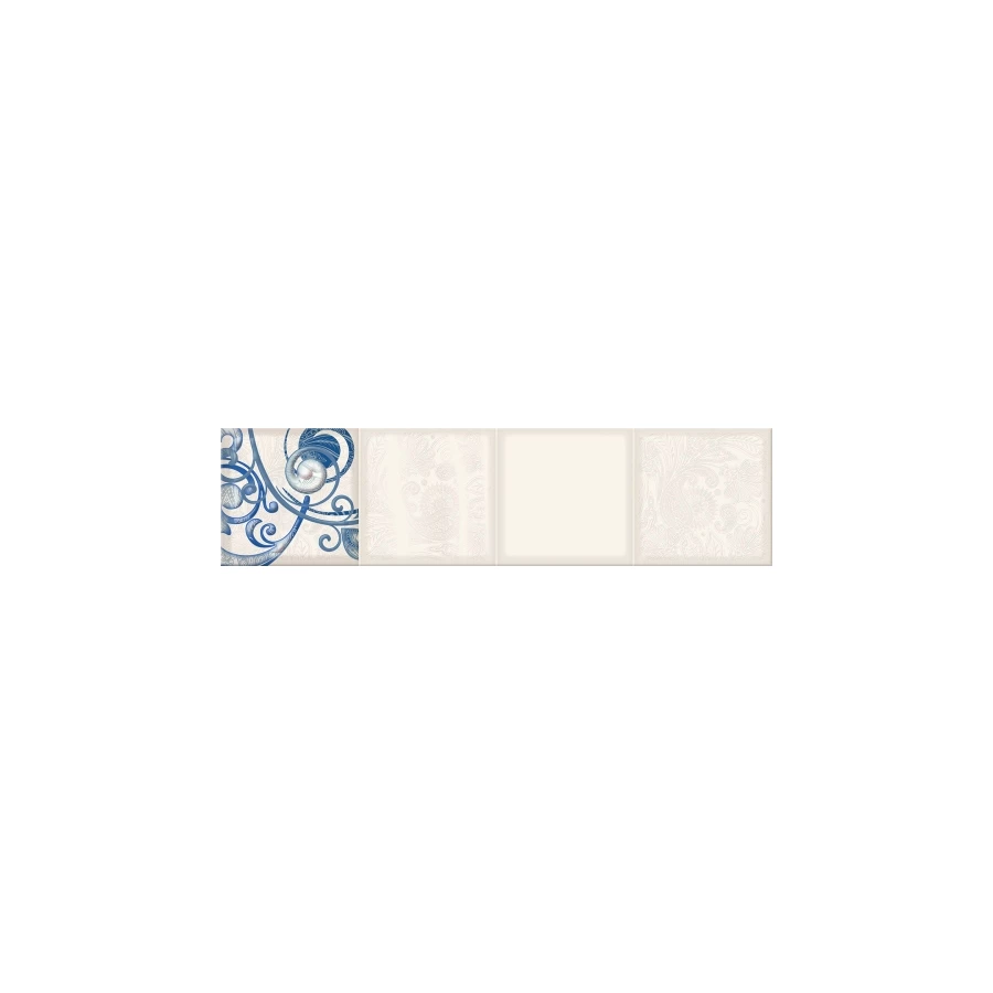 Плитка настенная Eletto Ceramica Faenza Cobalt Ornament Frise 2 глянцевая белая 586832004 63х15,6 см