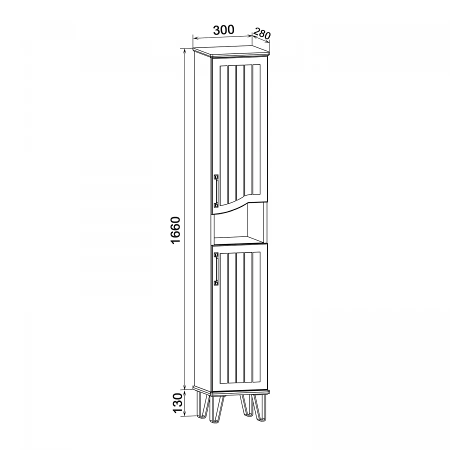 Пенал Runo Марсель 30 правый 00-00001222 30x179 см
