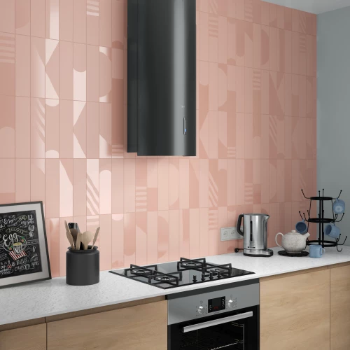 Плитка настенная Smile Tile Ривера Софт Пеач / Rivera Soft Peach матовая розовая 60152056 30х7,5 см