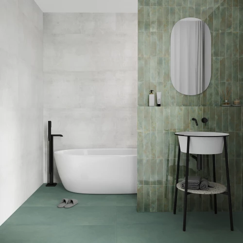 Плитка настенная Smile Tile Тропикана Аква Греен / Tropicana Aqua Green глянцевая сине-зеленая 97384262 30х7,5 см