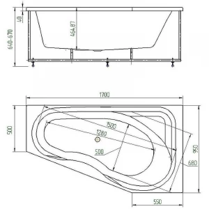 Ванна акриловая Aquatek Медея левая без гидромассажа MED180-0000007 170х95 см