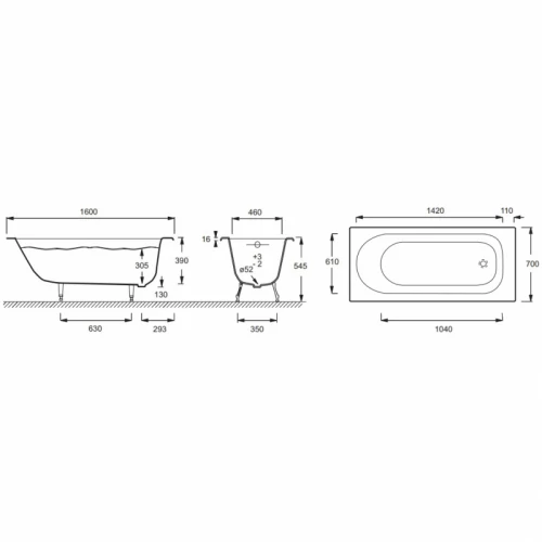 Ванна Jacob Delafon Rub soissons E2931-00 160х70 см