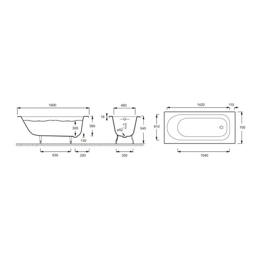 Ванна Jacob Delafon Rub soissons E2931-00 160х70 см