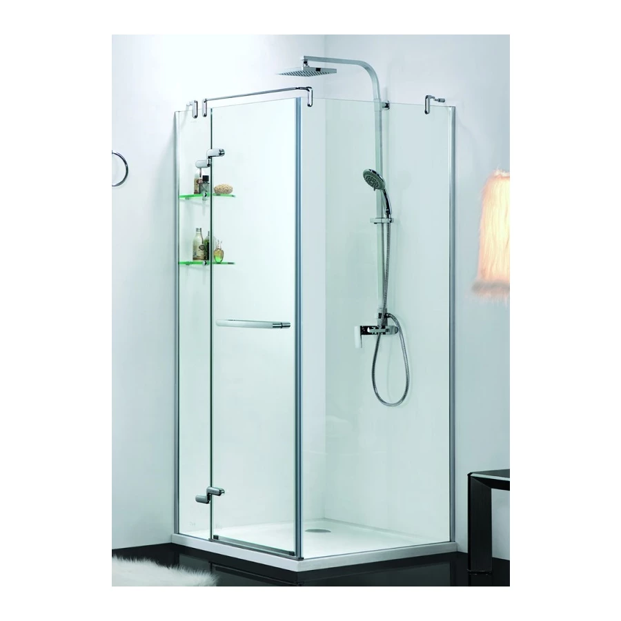 Душевое ограждение Azario Monreal L со стеклянной полкой без поддона прозрачное стекло 8 мм цвет профиля серебро AZ-NWG1231-L 90х90х200 см