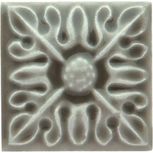 Вставка Adex Studio Taco Relieve Flor №2 Eucalyptus глянцевая серая ADST4063 3х3 см