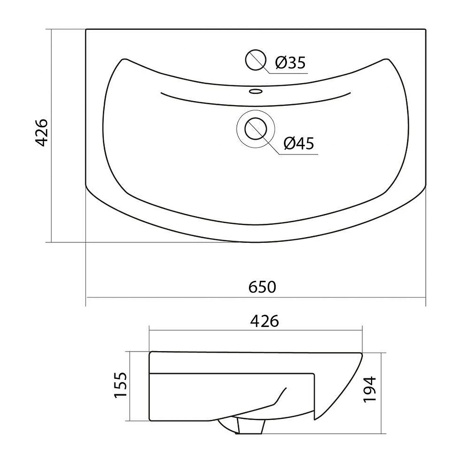 Раковина Santek Балтика 1.WH20.7.775 65х42,6 см