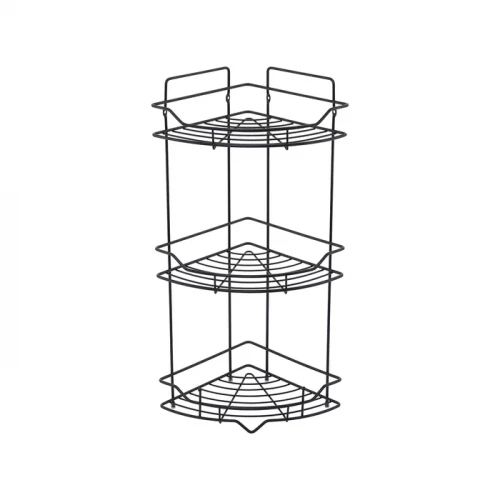 Полка Milardo Grid трёхъярусная угловая проволока стальная чёрный матовый GRICC3BM44