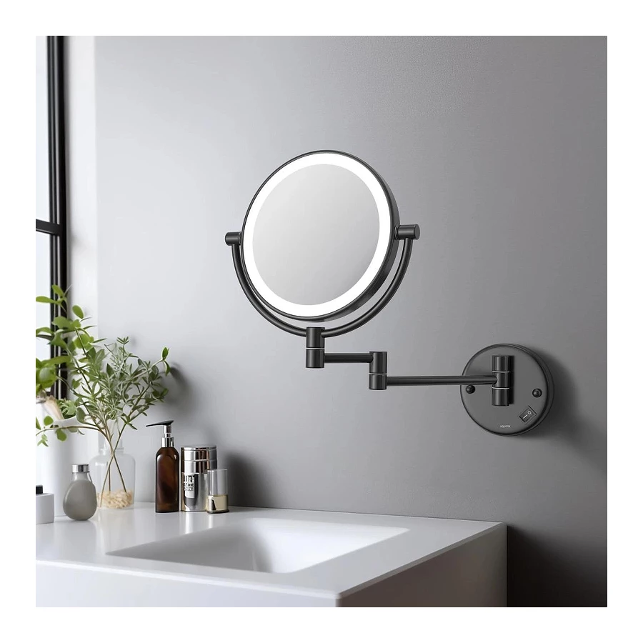 Зеркало косметическое настенное с подсветкой 5х матовый черный AQ4912MB