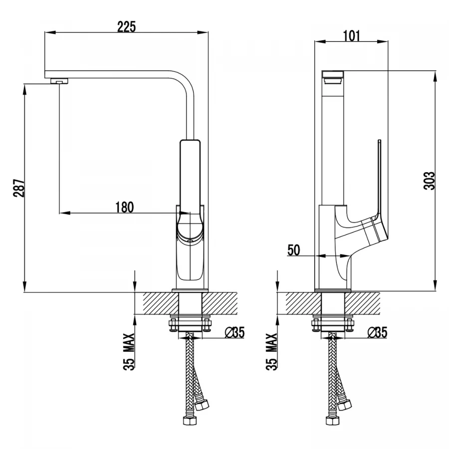 Смеситель для кухонной мойки Azario Vise керамический картридж хром AZ-VQQ568330C