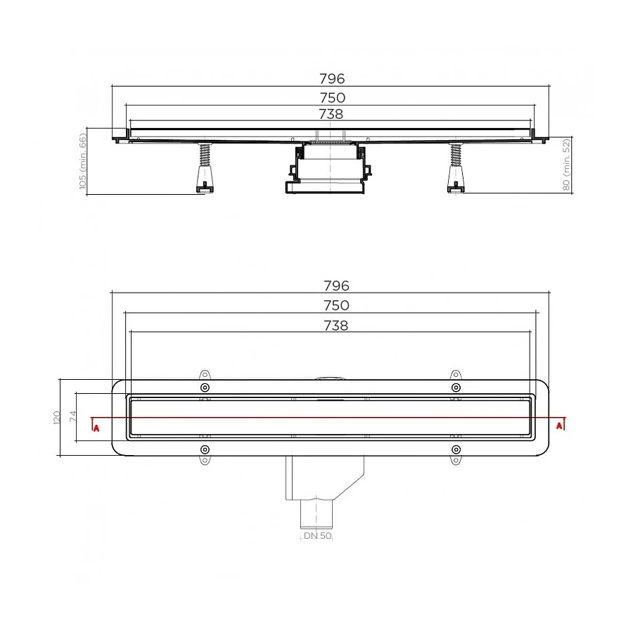Душевой лоток Bettoserb 750 Net Line 13702518