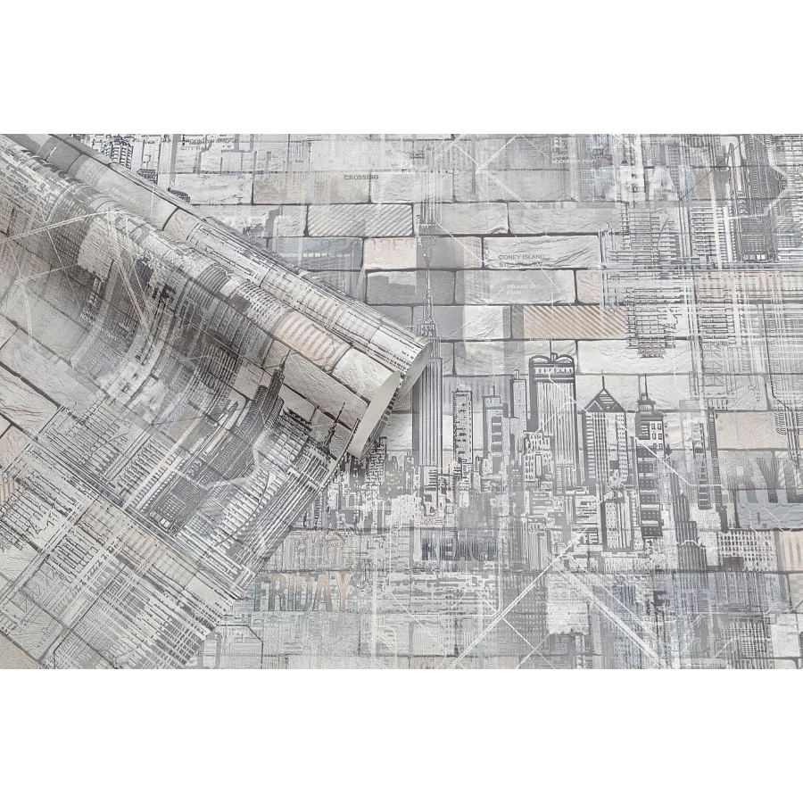 Обои флизелиновые Palitra Life Manhattan серые PL71814-14 1,06х10,05 м