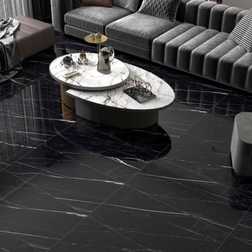 Керамогранит Neodom Luxury Nero Rock Polished глянцевый черный N12047 120х60 см