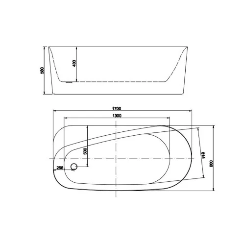 Ванна акриловая пристенная Aquatek Прима В комплекте со сливом и ножками Цвет белый глянцевый AQ-1115780 170х80х58 см