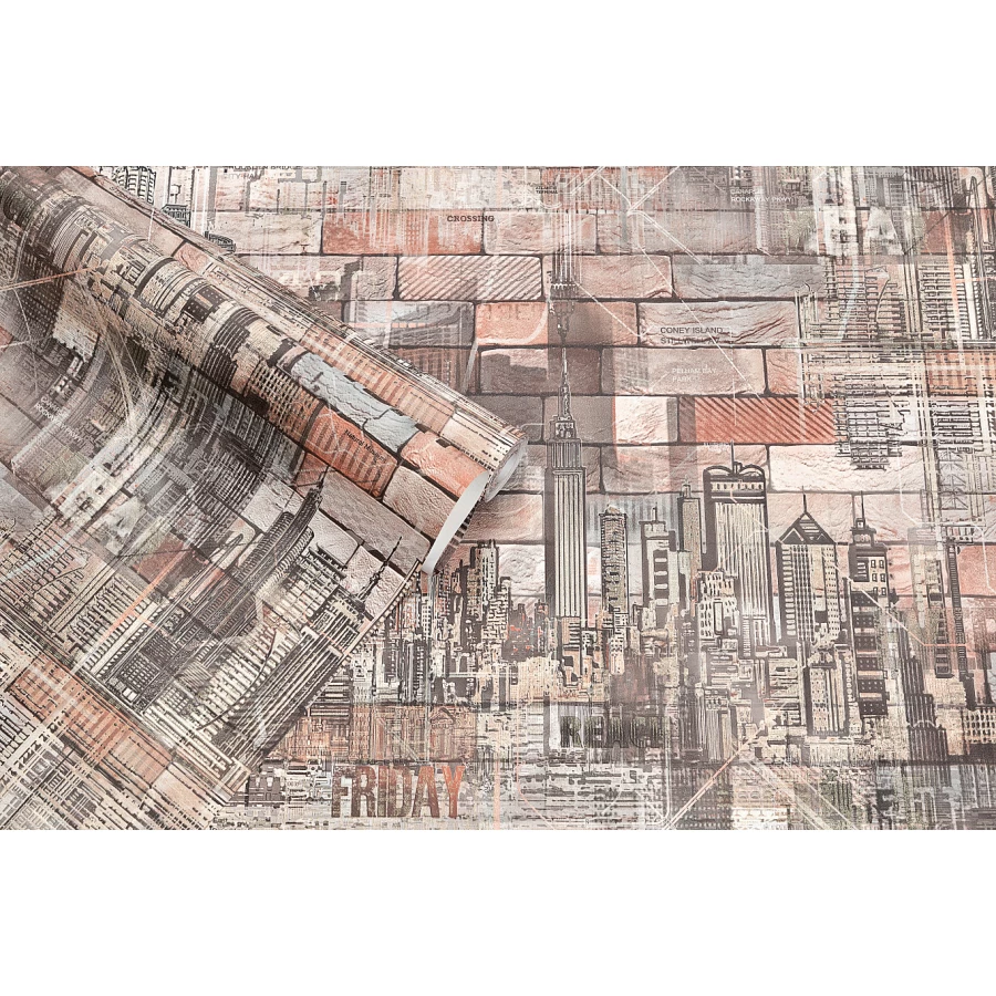 Обои флизелиновые Palitra Life Палитра Manhattan коричневые PL71814-25 1.06x10.05 м