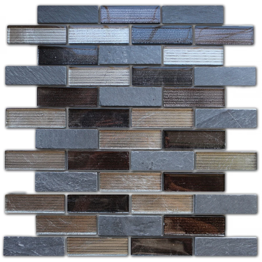 Мозаика из стекла и натурального камня Caramelle Mosaic Alcantara Nero многоцветный 26x29,8 см