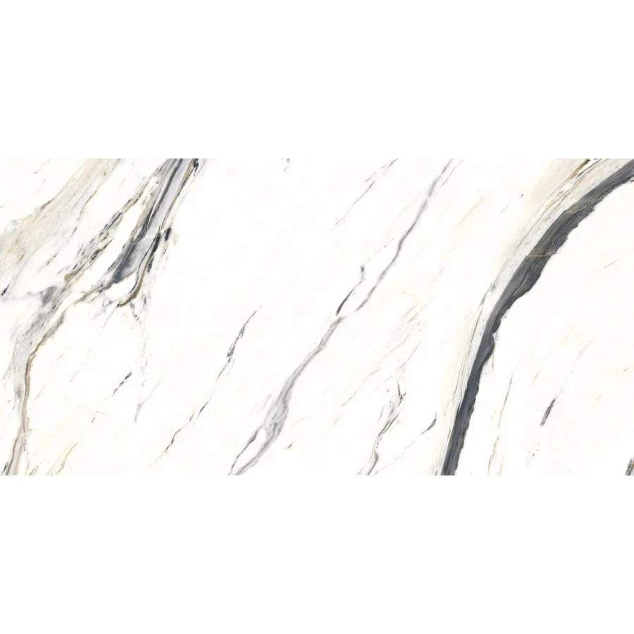 Керамогранит Planet Ceramics UKSL 2412 глянцевый с золотом белый 120х60 см