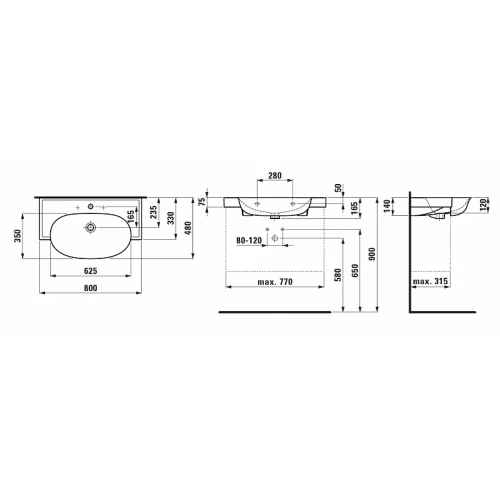 Раковина Laufen The New Classic 8.1385.5.000.104.1 80х48 см