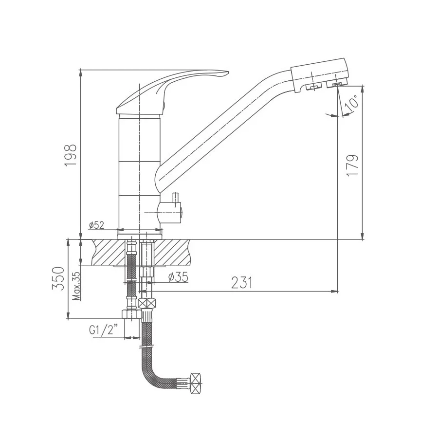 Смеситель для кухни Haiba HB4321