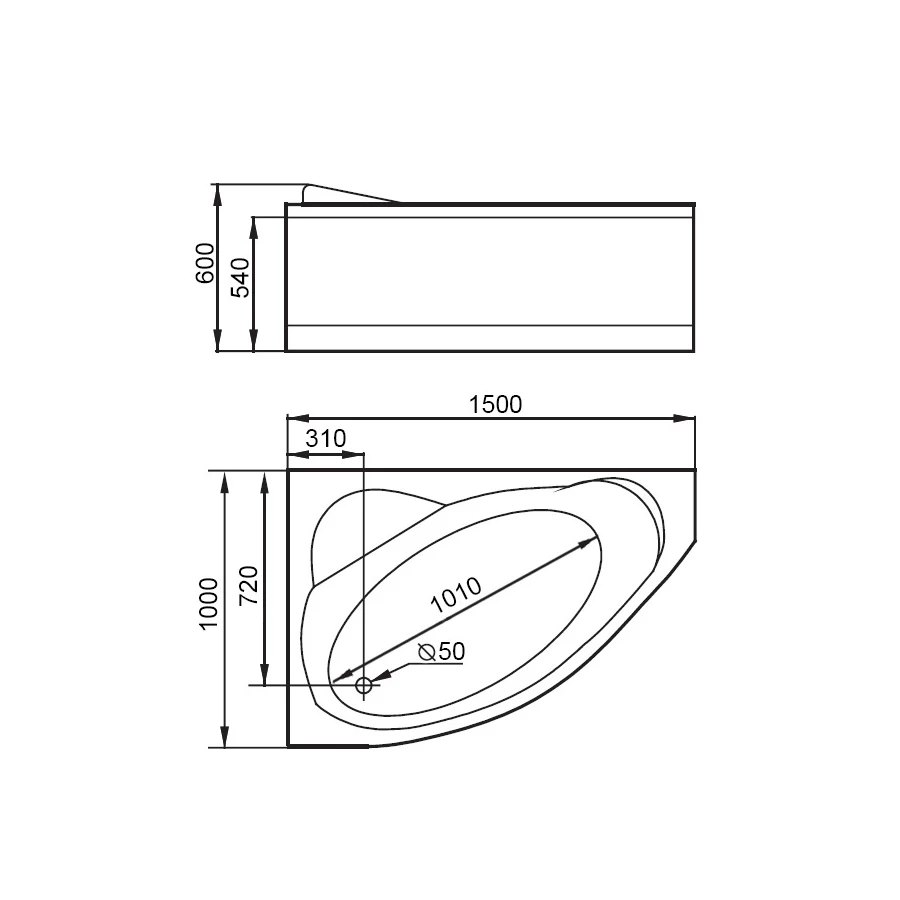 Акриловая ванна Gemy G9009 B L 150х100 см