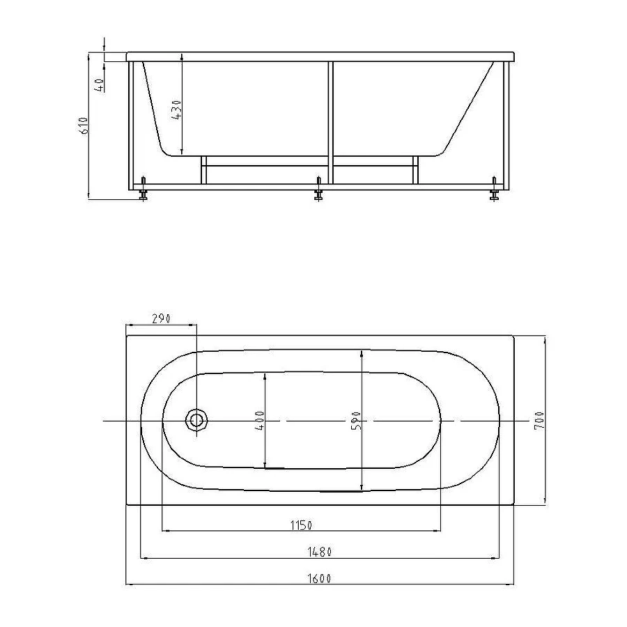 Ванна Акватек Оберон OBR160-0000086 160х70 см