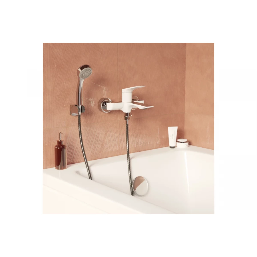 Смеситель для ванны MixLine ML41-01 Swan White белый хром 553909