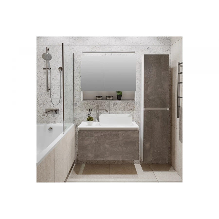 Зеркальный шкаф Runo Бари 80 железный камень 00-00001387 80x65 см