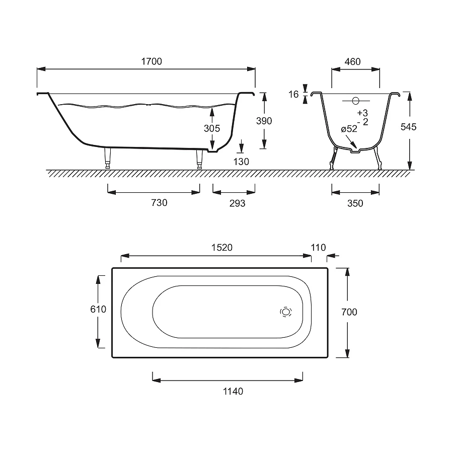 Чугунная ванна Jacob Delafon Soissons E2921-00 170x70 см